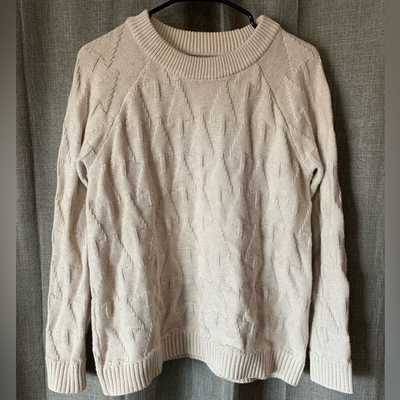 Lands End Drifter Beige Christmas Tree Sweater Women’s XS OVERSIZED - Picture 1 of 4
